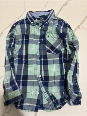 Tommy Hilfiger Mint & Navy Plaid Button-Up Shirt